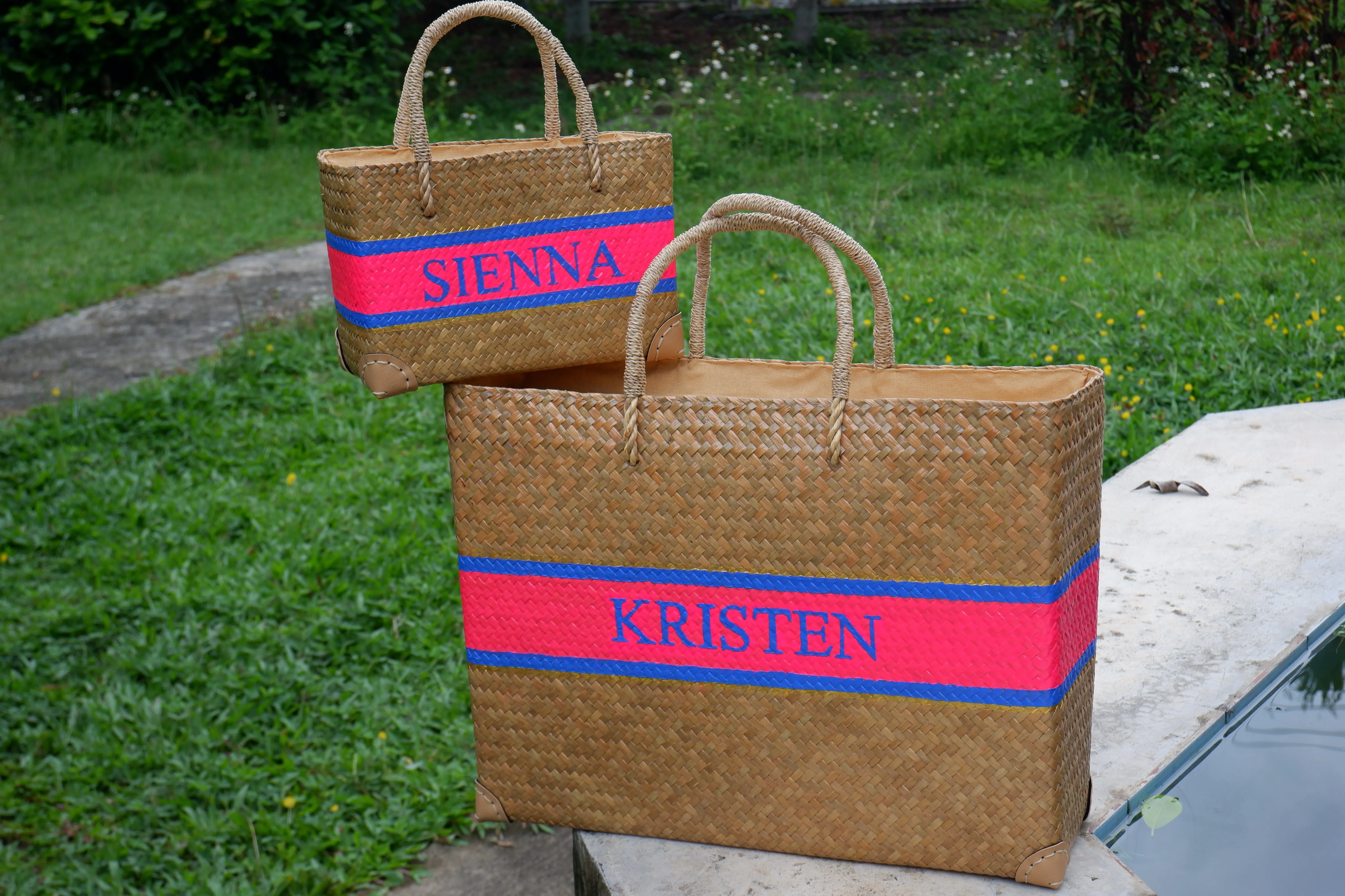 2Bags matching bag, mommy and me bag, monogram straw basket, personalized gifts, straw beach tote