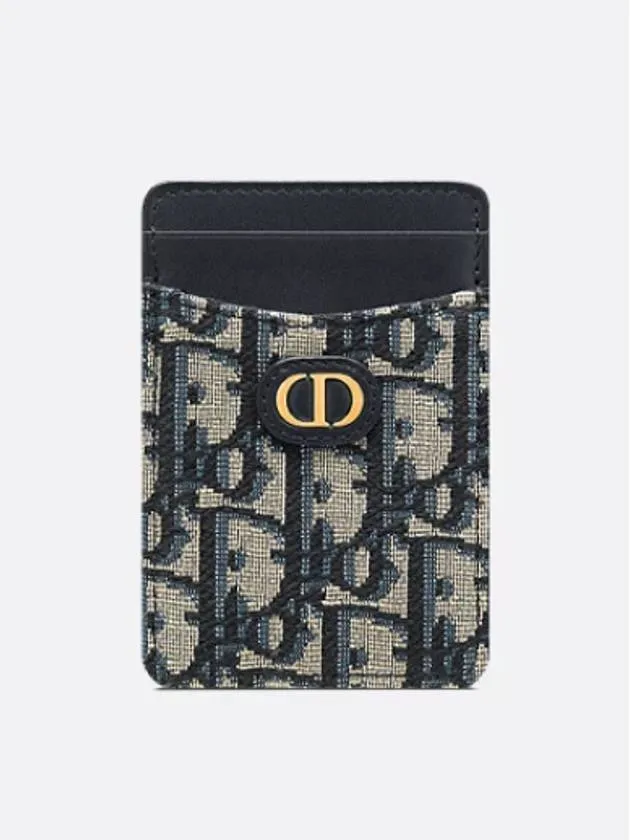 30 Montaigne Vertical Card Wallet Blue Dior Oblique Jacquard S2379UTZQ M928