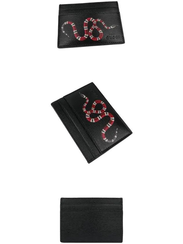 451277 Black leather snake print card wallet