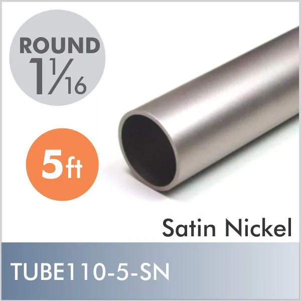 5ft Satin Nickel 1-1/16" Diameter Rod, Aluminum