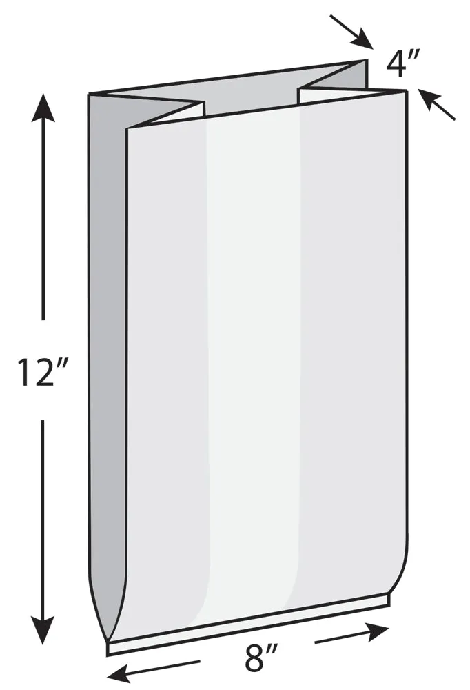 8" x 4" x 12" 0.75 mil TUF-R® Std Linear LDPE Gusset Bag/Ice Bucket Liner, 1000/CS