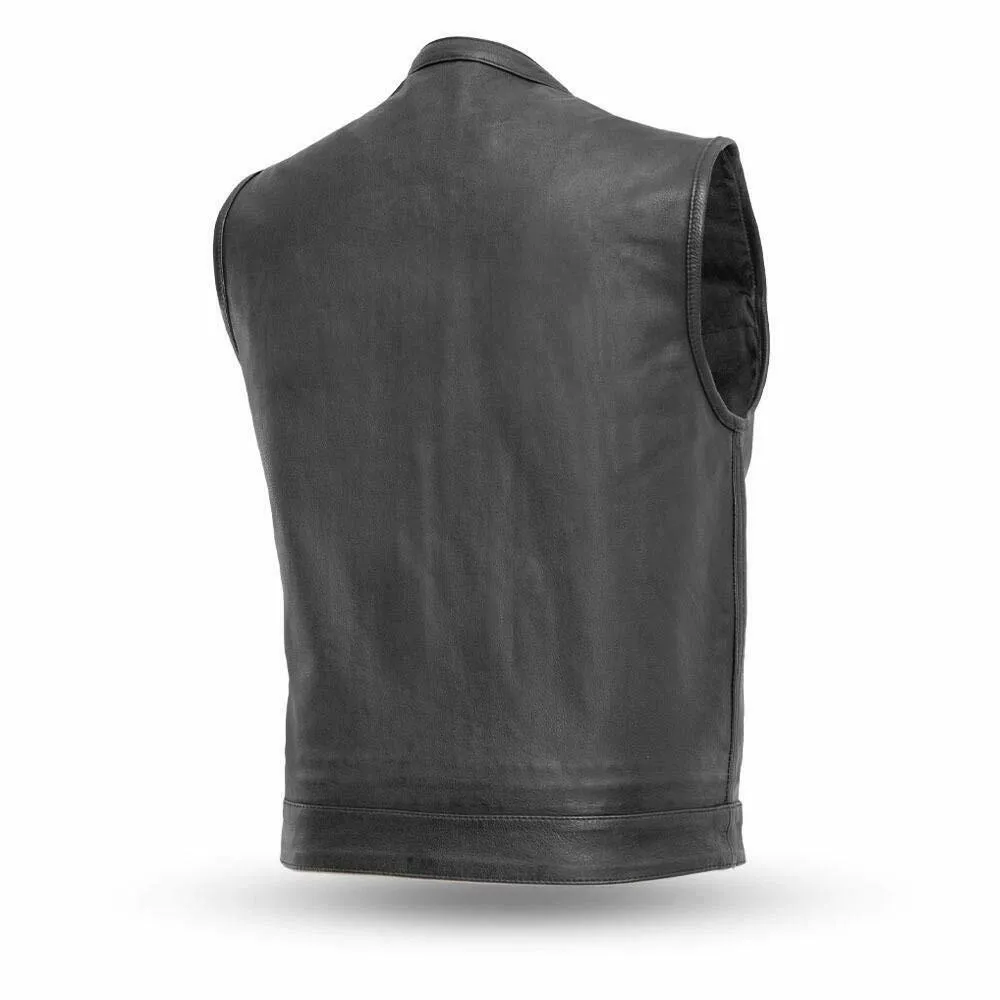 Anarchist Biker Club Leather vest with Gun pockets one piece back for patches