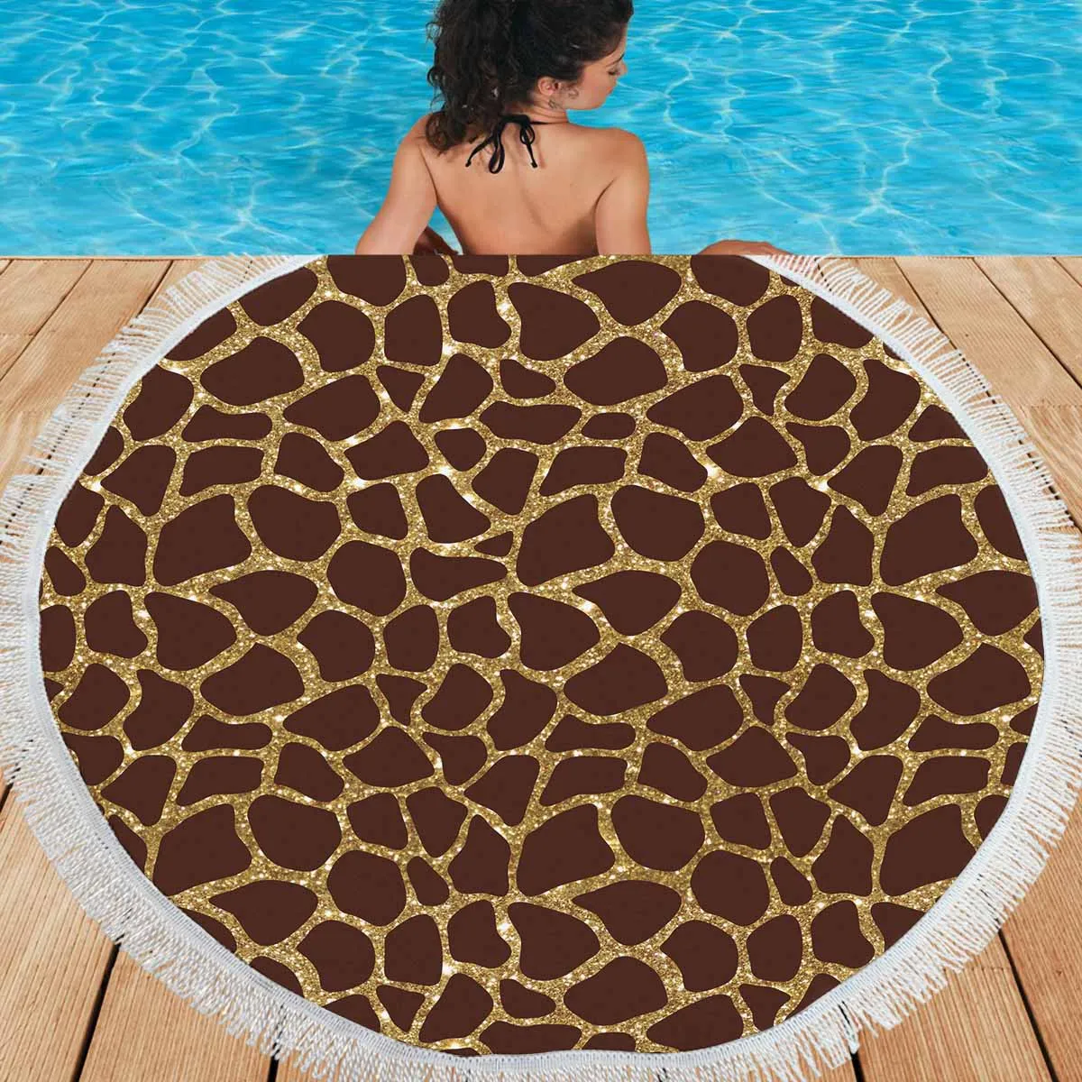 Animal print 6  Circular Beach Shawl 59"