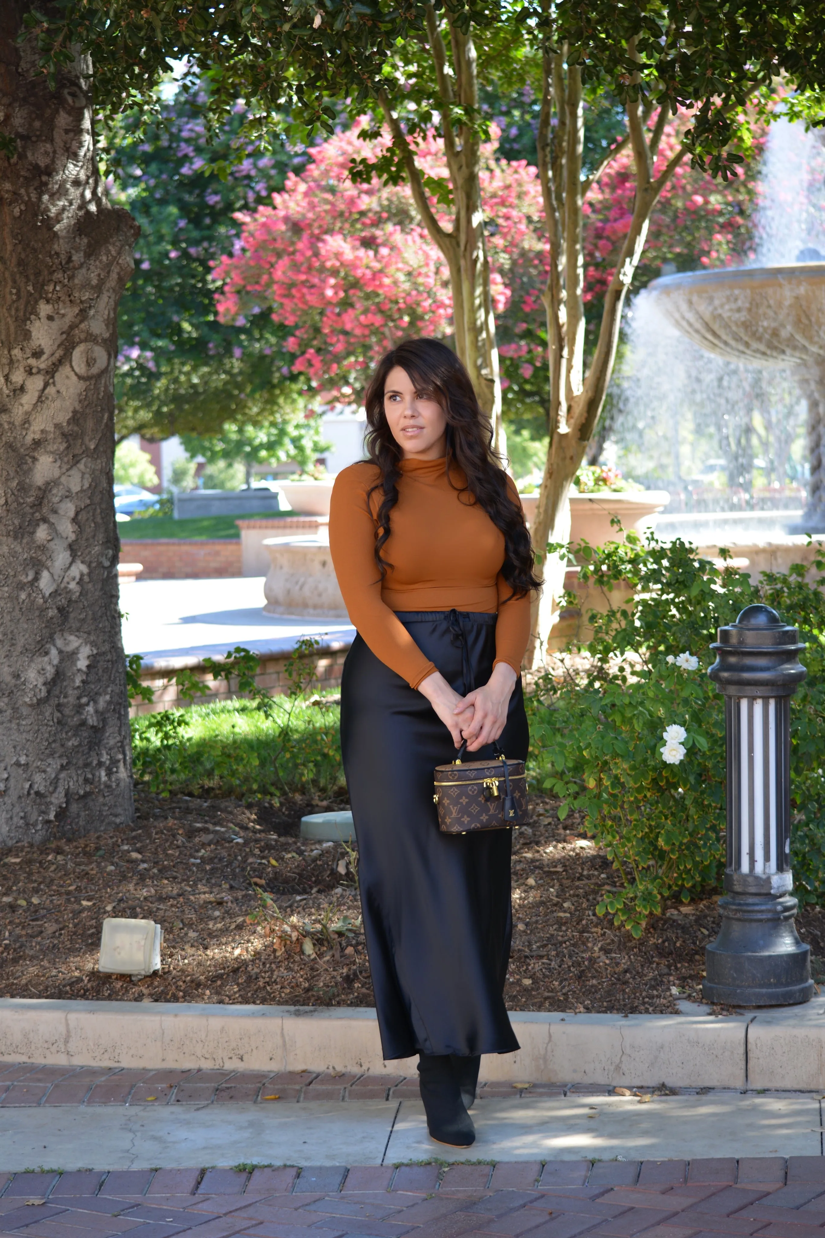 Arianna Black Satin Maxi Skirt