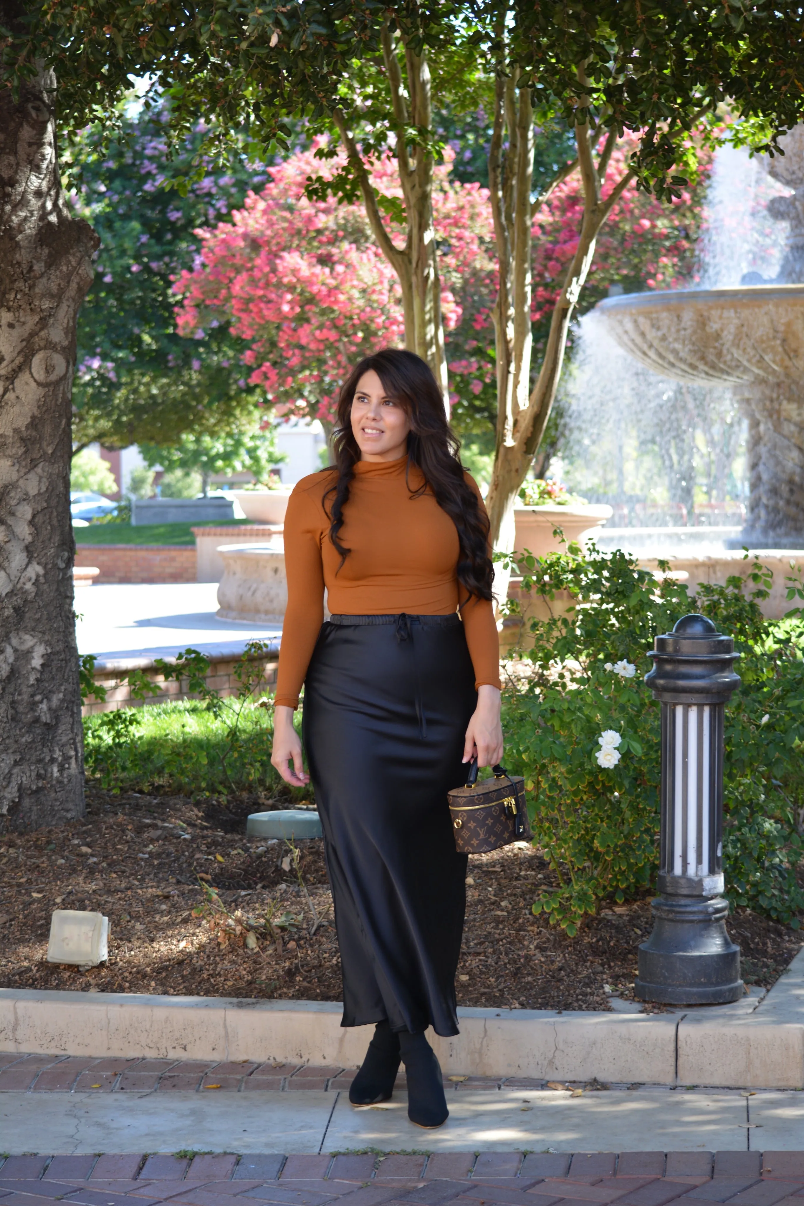 Arianna Black Satin Maxi Skirt