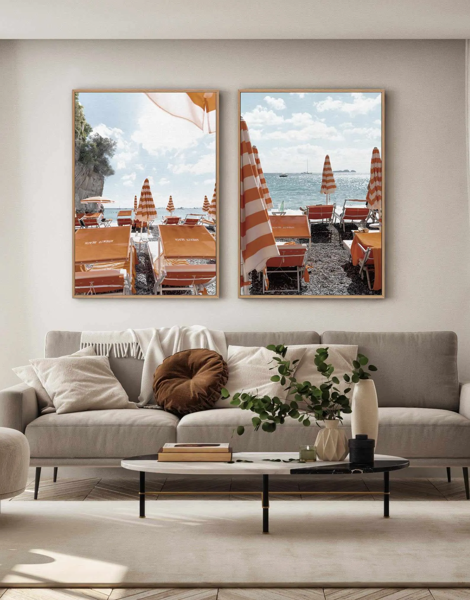 Arienzo Beach Club II, Amalfi | Framed Canvas Art Print