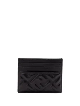 Baguette Embossed FF Logo Card Wallet Black