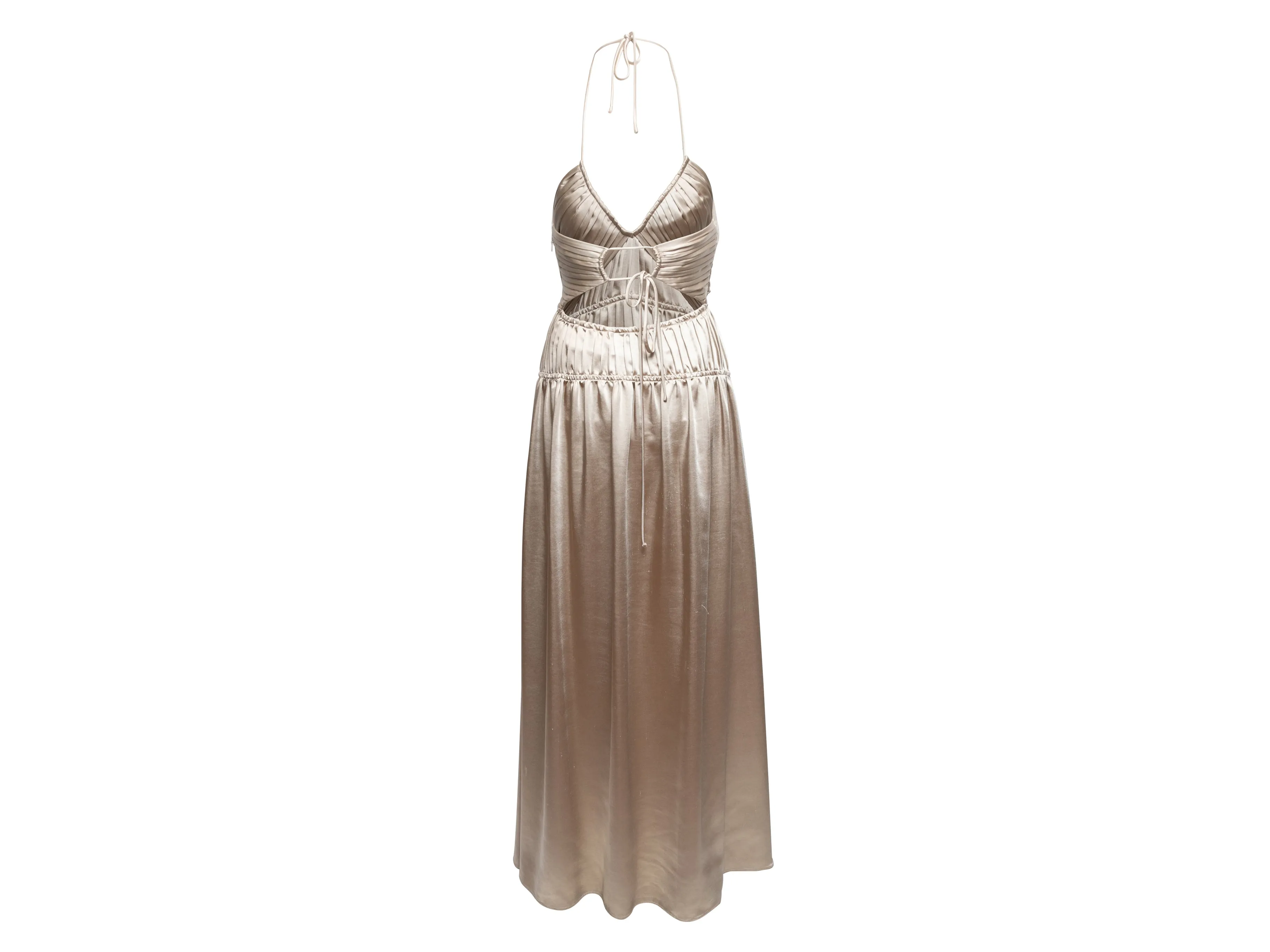 Beige Jonathan Simkhai Satin Halter Dress Size US 0