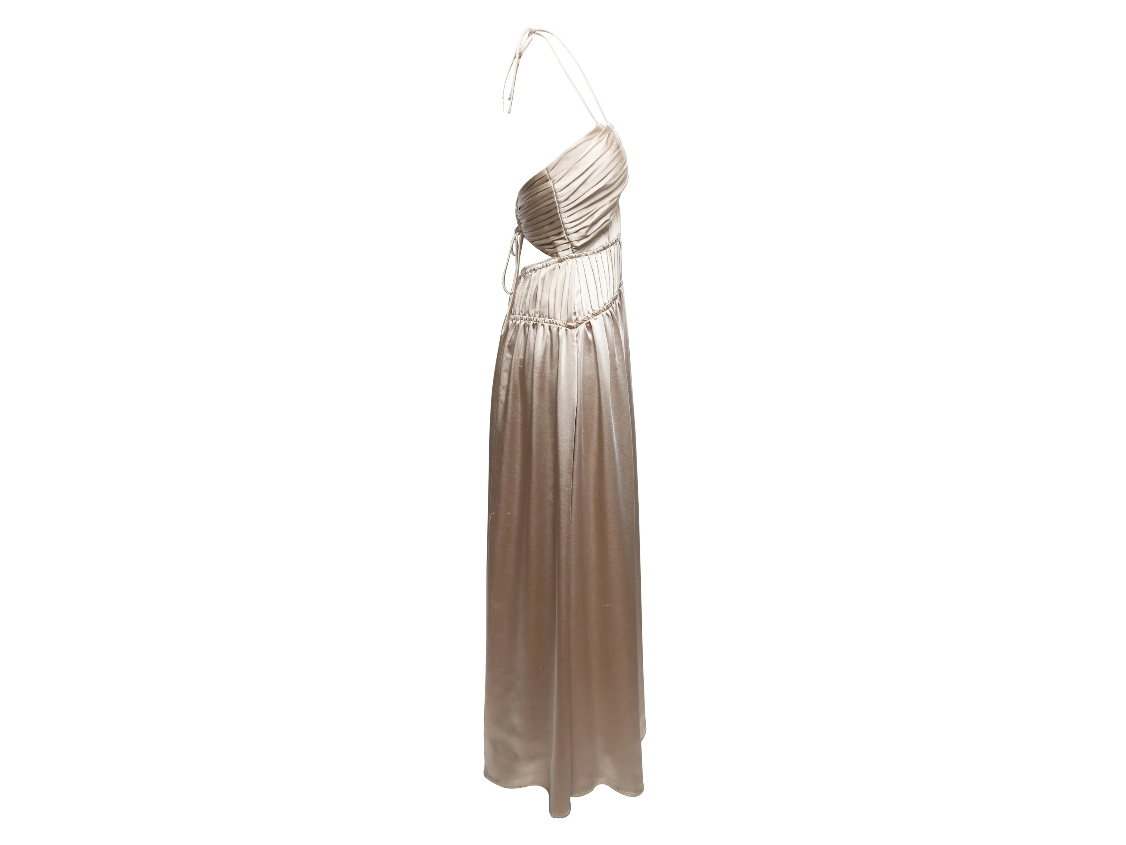 Beige Jonathan Simkhai Satin Halter Dress Size US 0