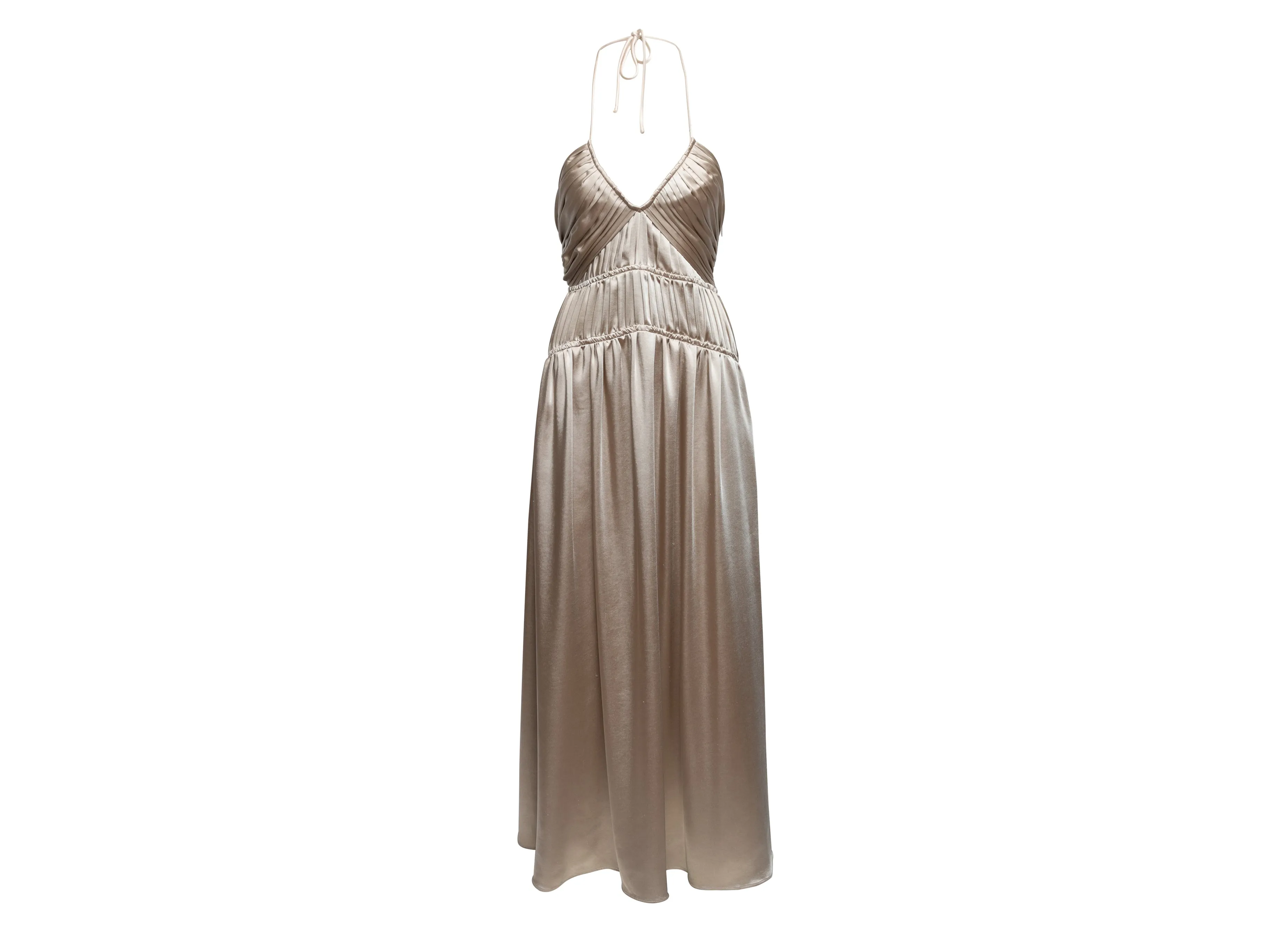 Beige Jonathan Simkhai Satin Halter Dress Size US 0