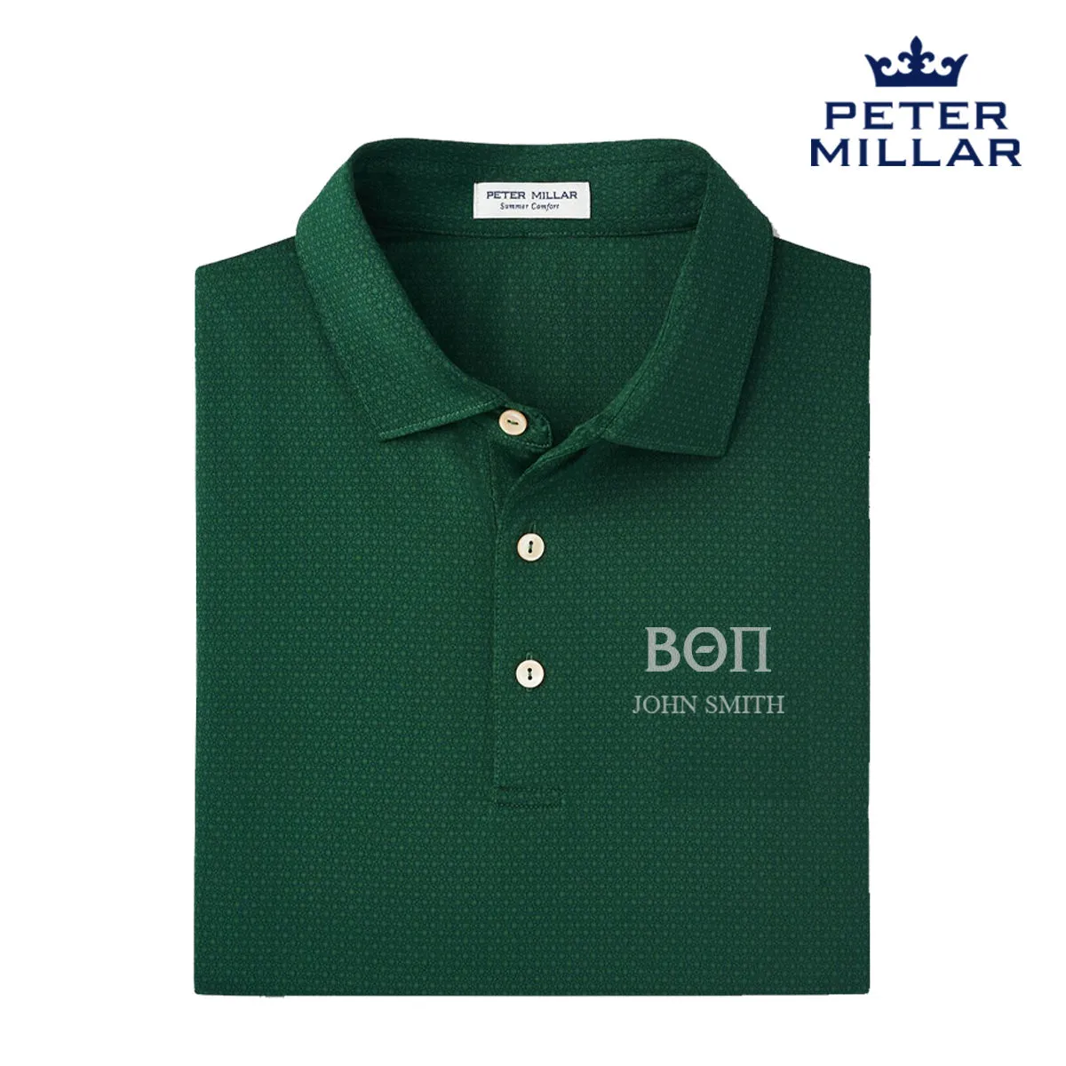 Beta Personalized Peter Millar Tesseract Patterned Polo With Greek Letters