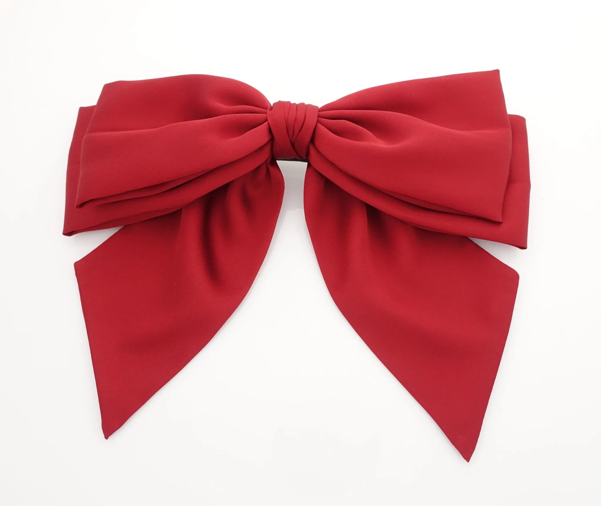 big satin layered bow with tail glossy bow french barrette for women