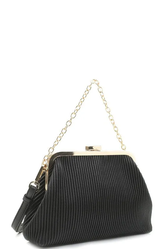 Black Fashion Line Pattern Smooth Crossbody Bag