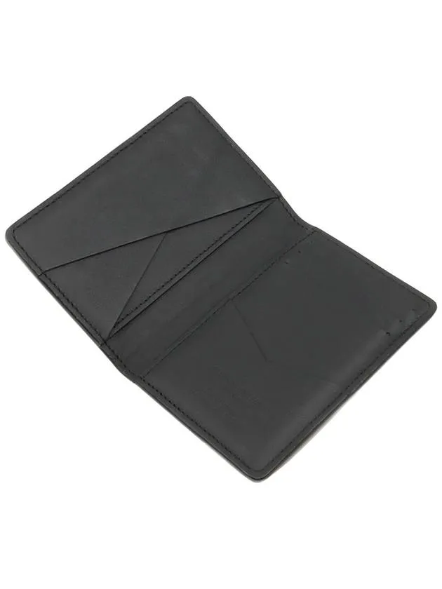 Black Grain Calfskin Silver LV Logo Pocket Organizer Card Holder