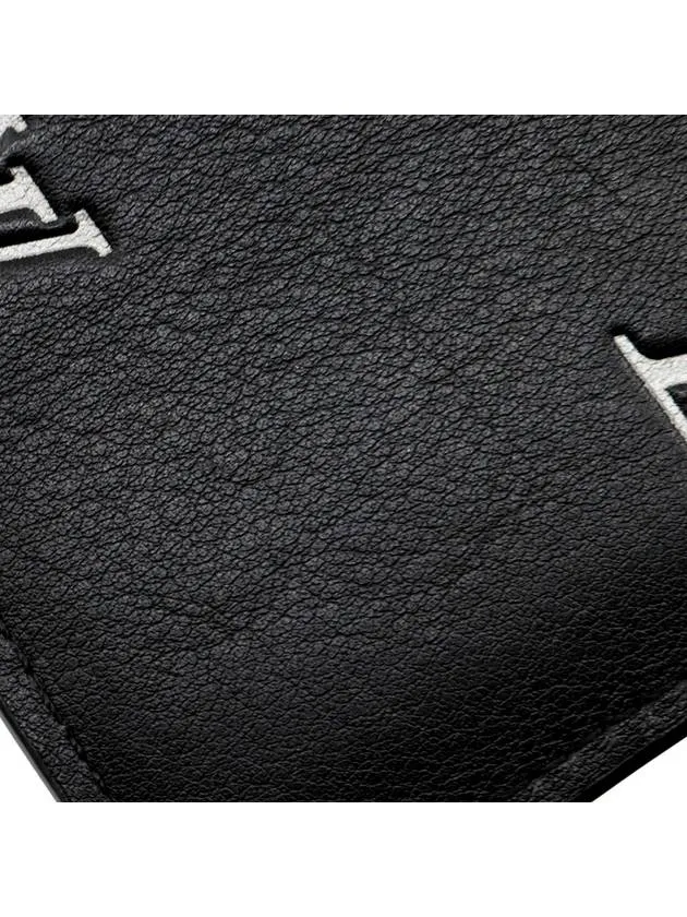 Black Grain Calfskin Silver LV Logo Pocket Organizer Card Holder