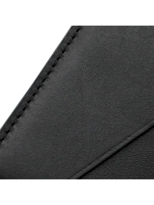 Black Grain Calfskin Silver LV Logo Pocket Organizer Card Holder