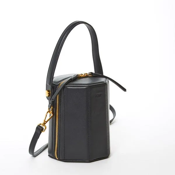 Black Harper Orange Leather Bucket Bag