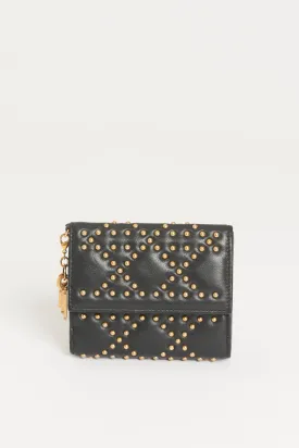 Black Leather Lady Dior Studded Wallet Preowned Purse