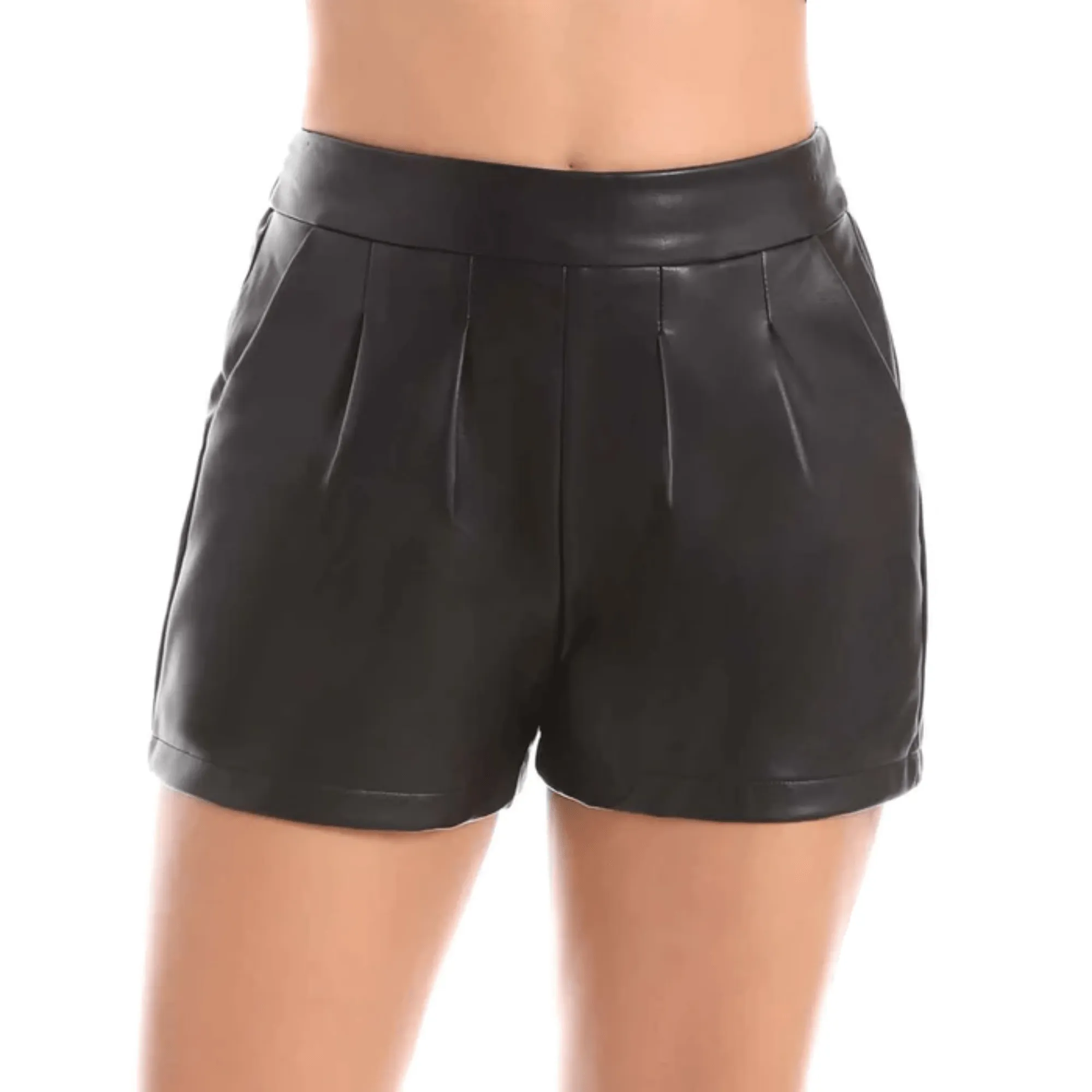 Black Leather Shorts Womens