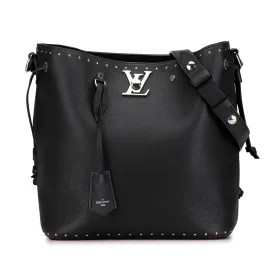 Black Louis Vuitton Studded Lock Me Bucket Bag