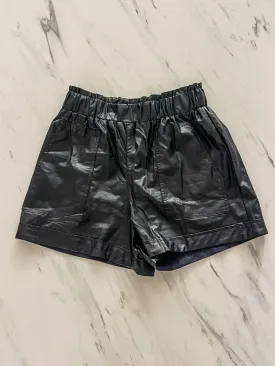 BLACK PU LEATHER SHORTS