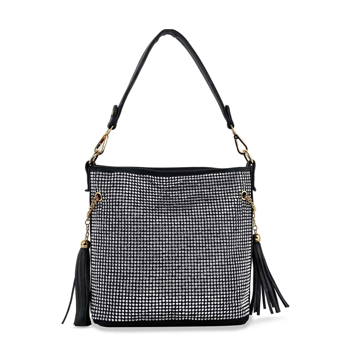 Black Sparkling Rhinestone Hobo Handbag