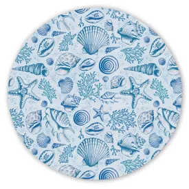 Blue Seashells Round Sand-Free Towel