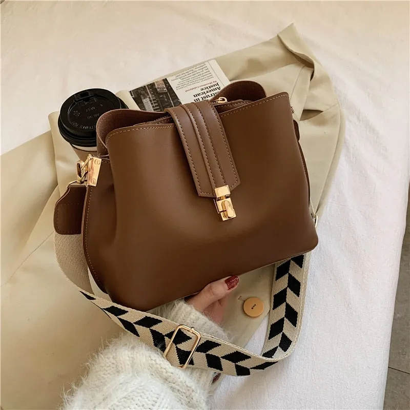 Christmas Gift Vintage Simple Small PU Leather Bucket Crossbody Bags For Women 2021 Designer Fashion Lady Luxury Black Shoulder Handbags