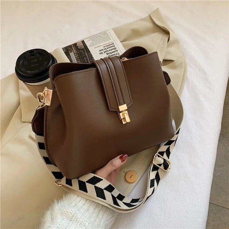 Christmas Gift Vintage Simple Small PU Leather Bucket Crossbody Bags For Women 2021 Designer Fashion Lady Luxury Black Shoulder Handbags