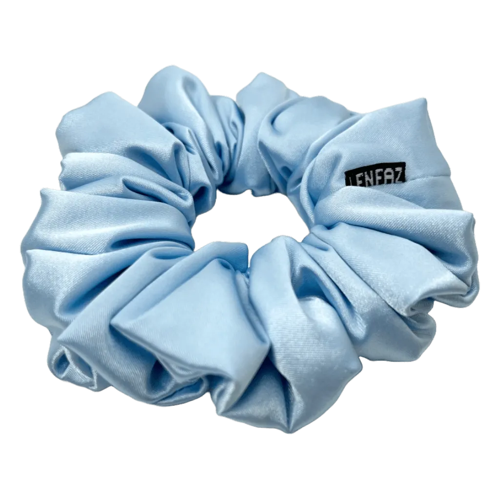 Cinderella Blue Satin Silk Scrunchie