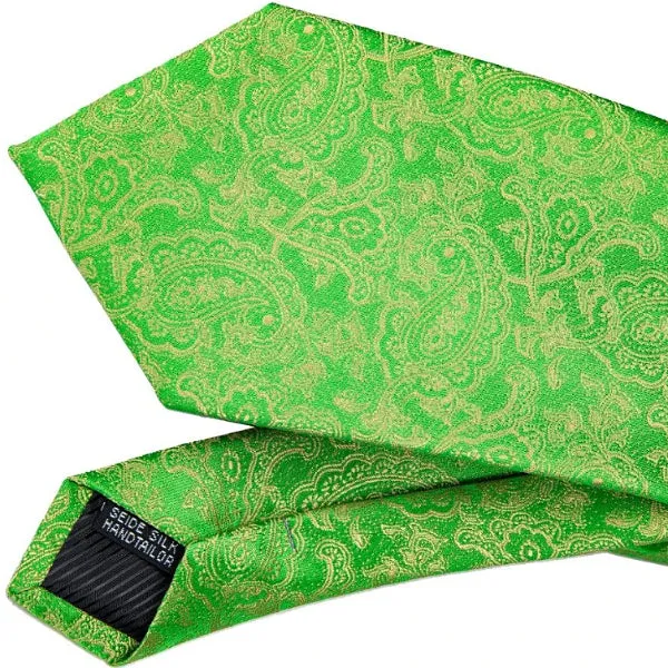 Classy Men Green & Gold Paisley Silk Tie