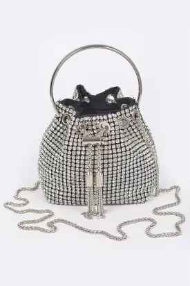 Clear Oversized Rhinestone Bucket Bag