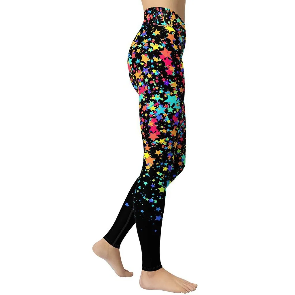 Colorful Gradient Stars Yoga Leggings