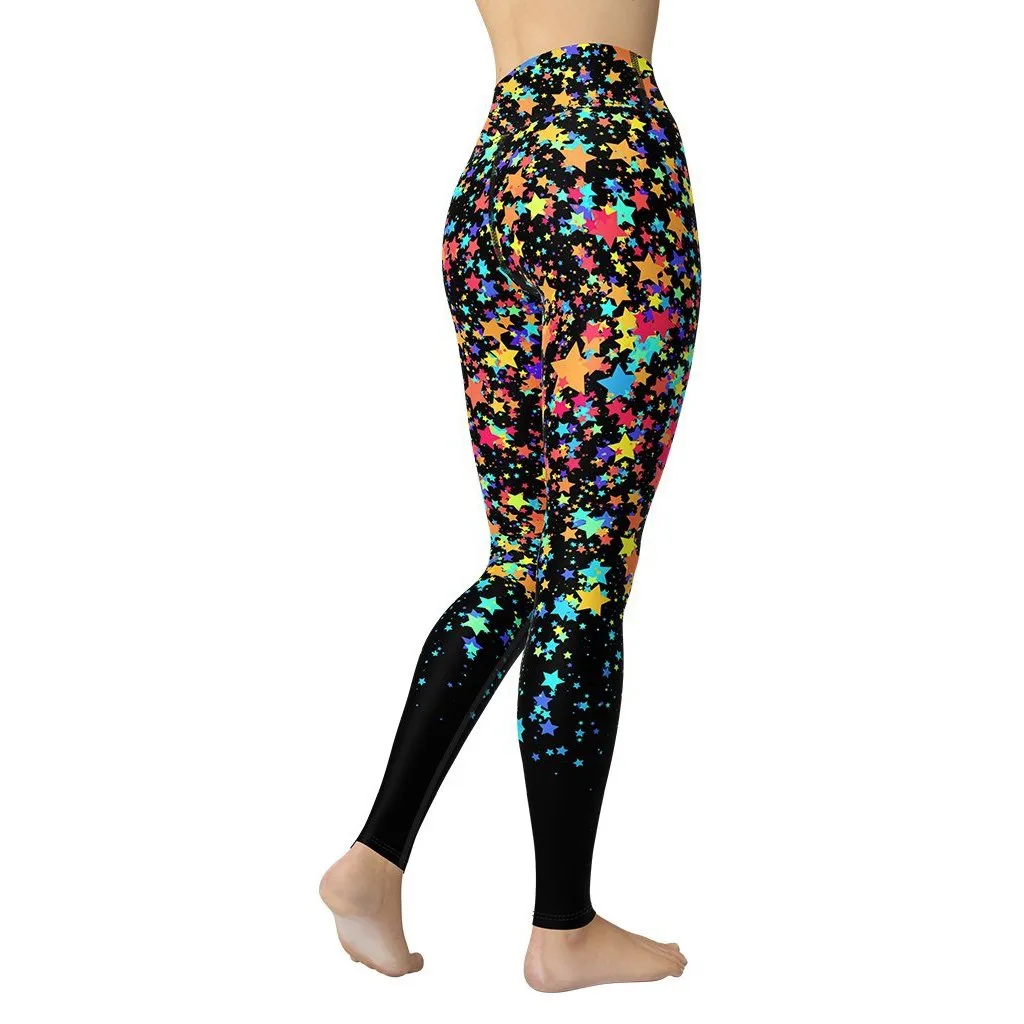 Colorful Gradient Stars Yoga Leggings