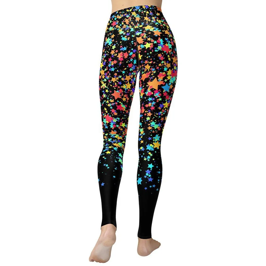 Colorful Gradient Stars Yoga Leggings