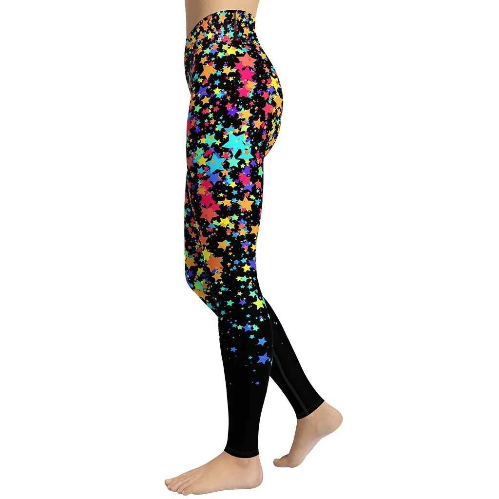 Colorful Gradient Stars Yoga Leggings