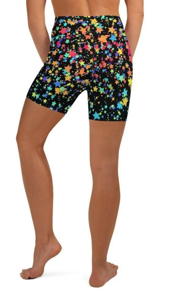 Colorful Gradient Stars Yoga Shorts