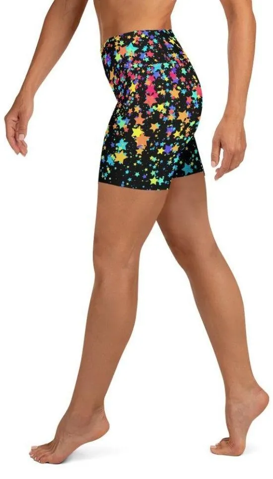 Colorful Gradient Stars Yoga Shorts