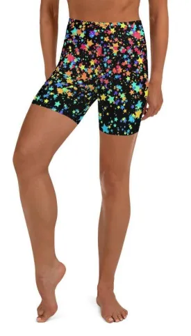 Colorful Gradient Stars Yoga Shorts