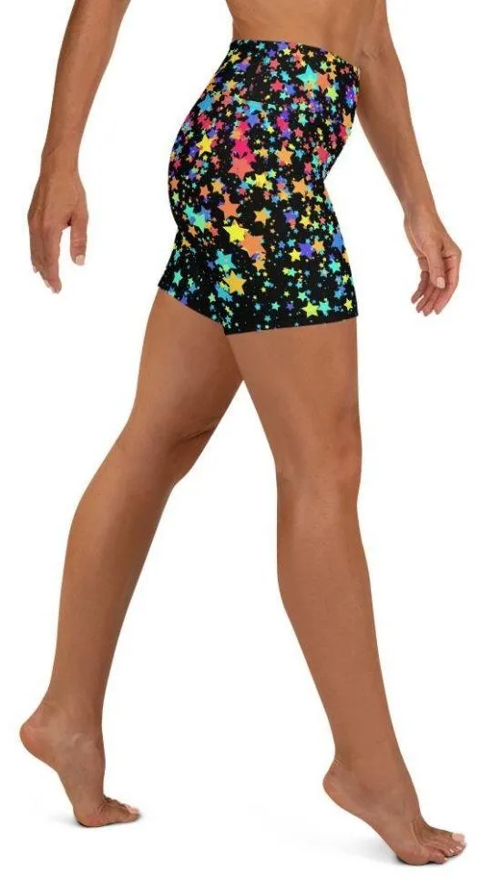 Colorful Gradient Stars Yoga Shorts