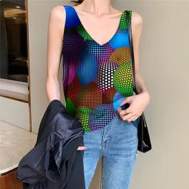 Colorful Tank Top Women Psychedelic Funny Top Harajuku Vest Print