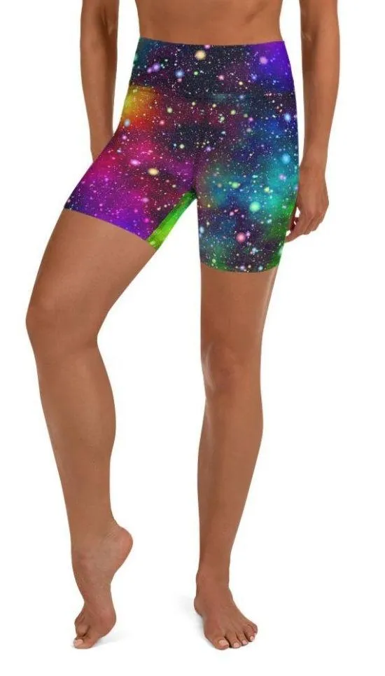 Colorful Universe Yoga Shorts