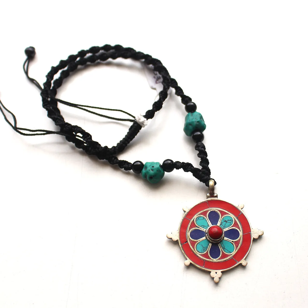 Colorfully Inlaid Flower Pendant