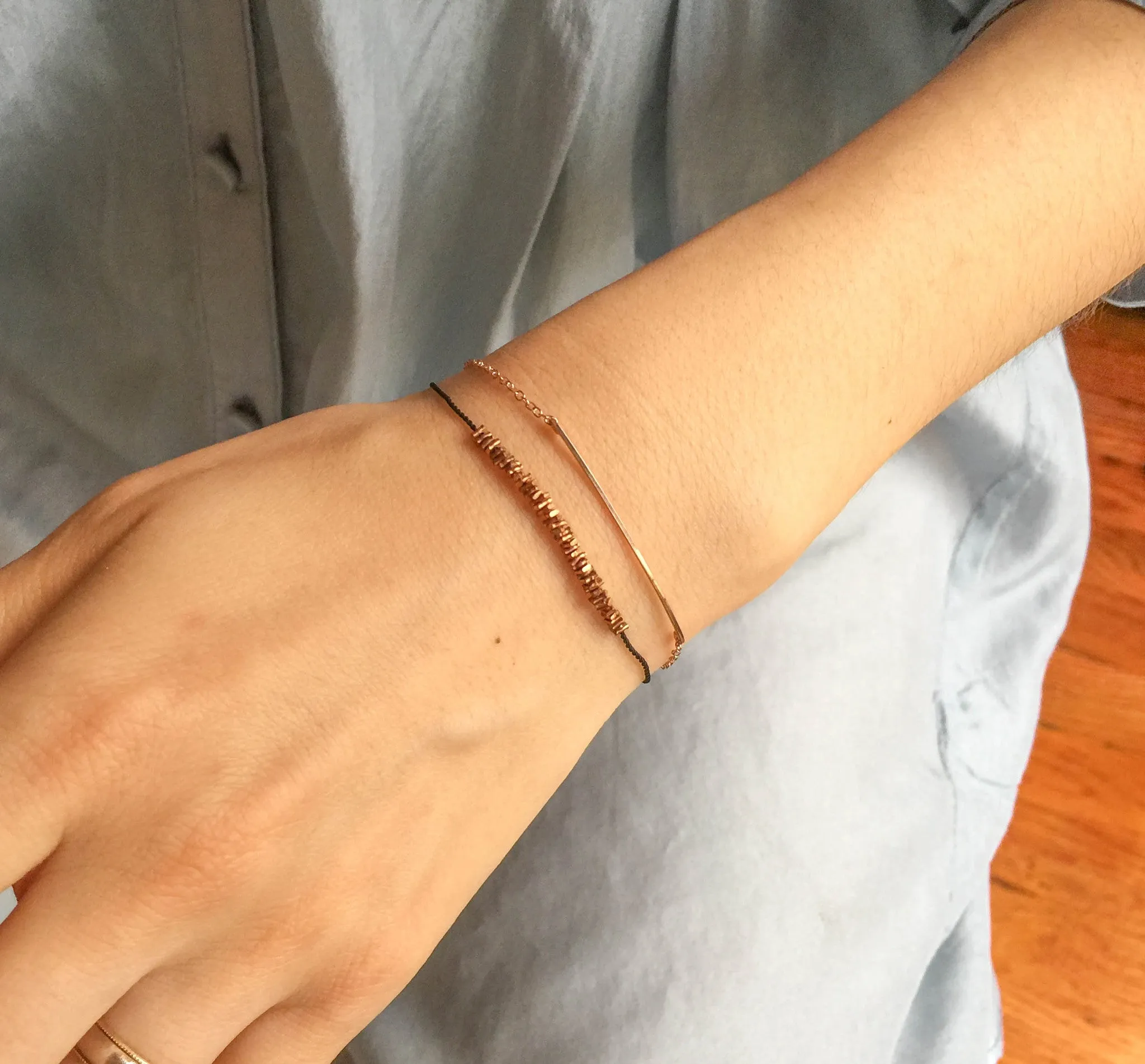 Copper Beaded Bracelet | Black, Rose Gold