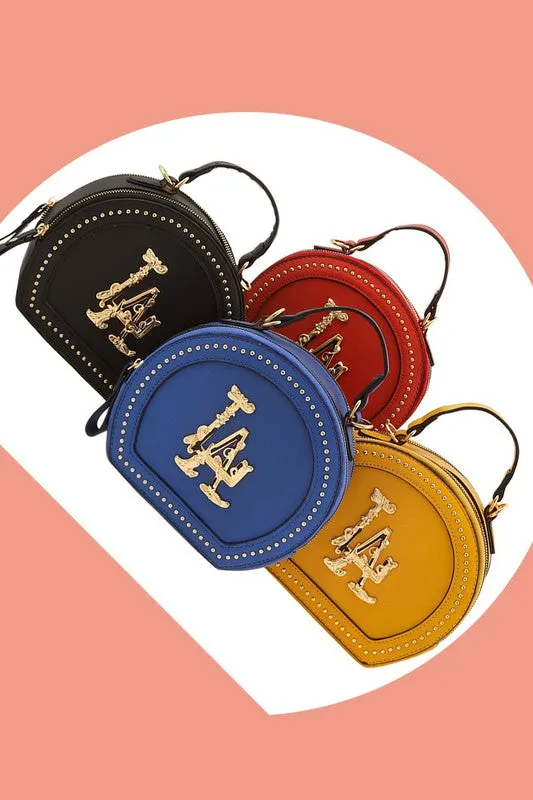 Copy of LA Studded Round Shoulder Crossbody Bag/Red