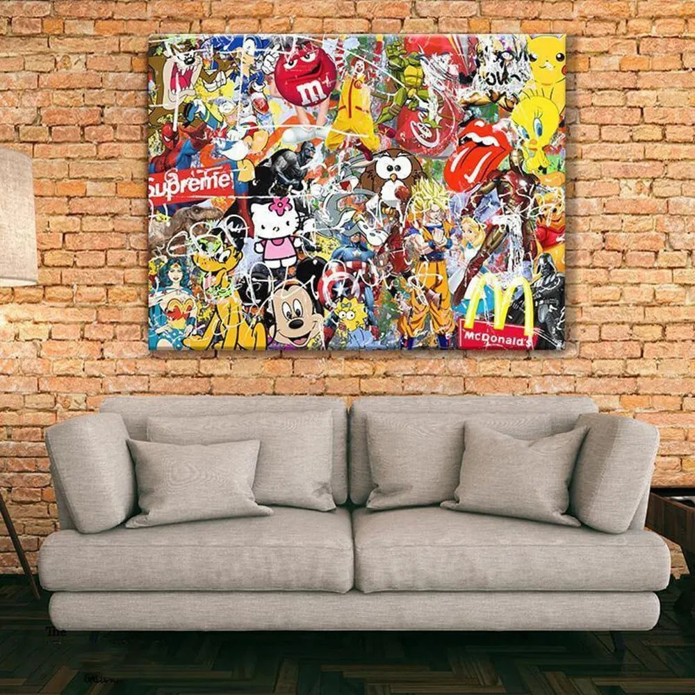 Disney Cartoon Marvel Portrait Graffiti Wall Art Poster