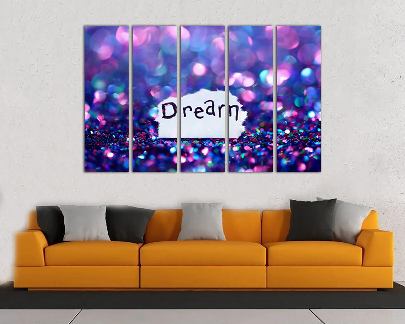 Dream glitter print on canvas  art Dream wall décor Bokeh pink Purple abstract Girl's dream gift