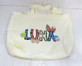 Easter Candy Tote for Candy - Personalized Easter Egg Hunting Bag with Handles - Reusable Custom Basket