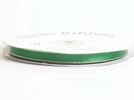 Emerald with Gold Edge Satin Ribbon Lurex Edge - ( W: 1/4 Inch | L: 50 Yards )