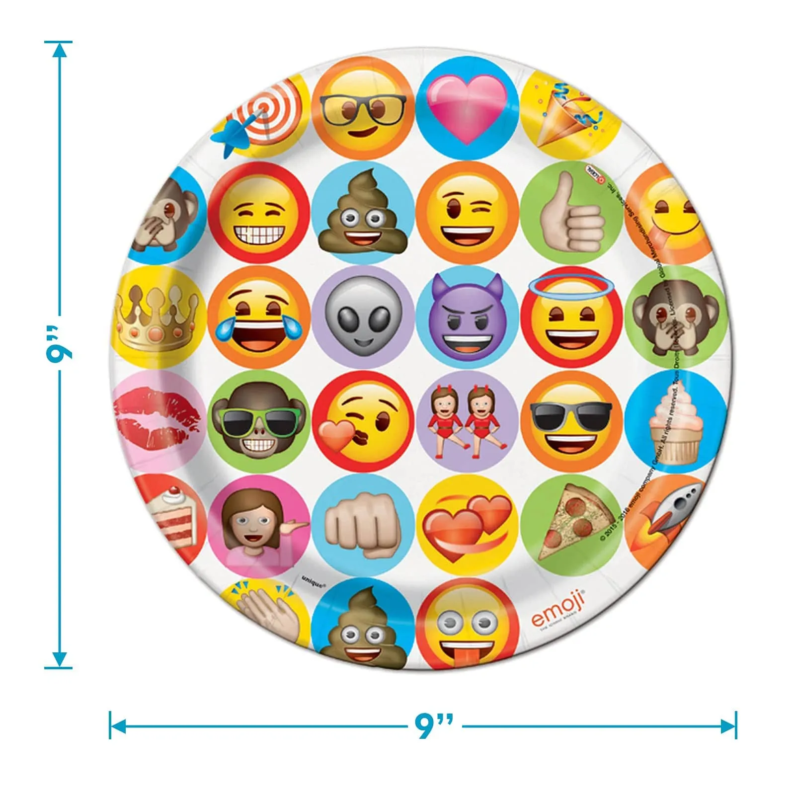 Emoji Celebration Party - Paper Dinner Plates, Lunch Napkins, and Table Cover Set (Serves 16)